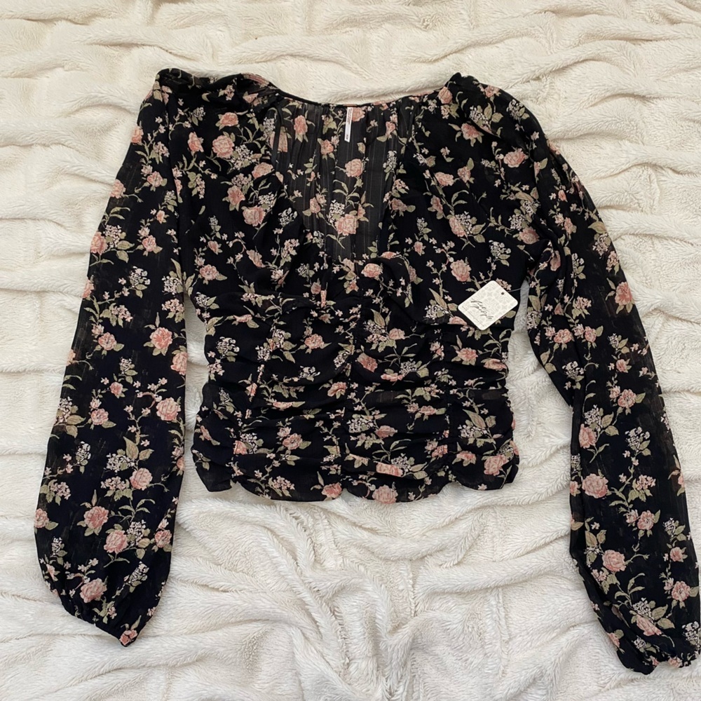 NWT Free People New Final Rose long sleeve blouse Sz M - Picture 2 of 8